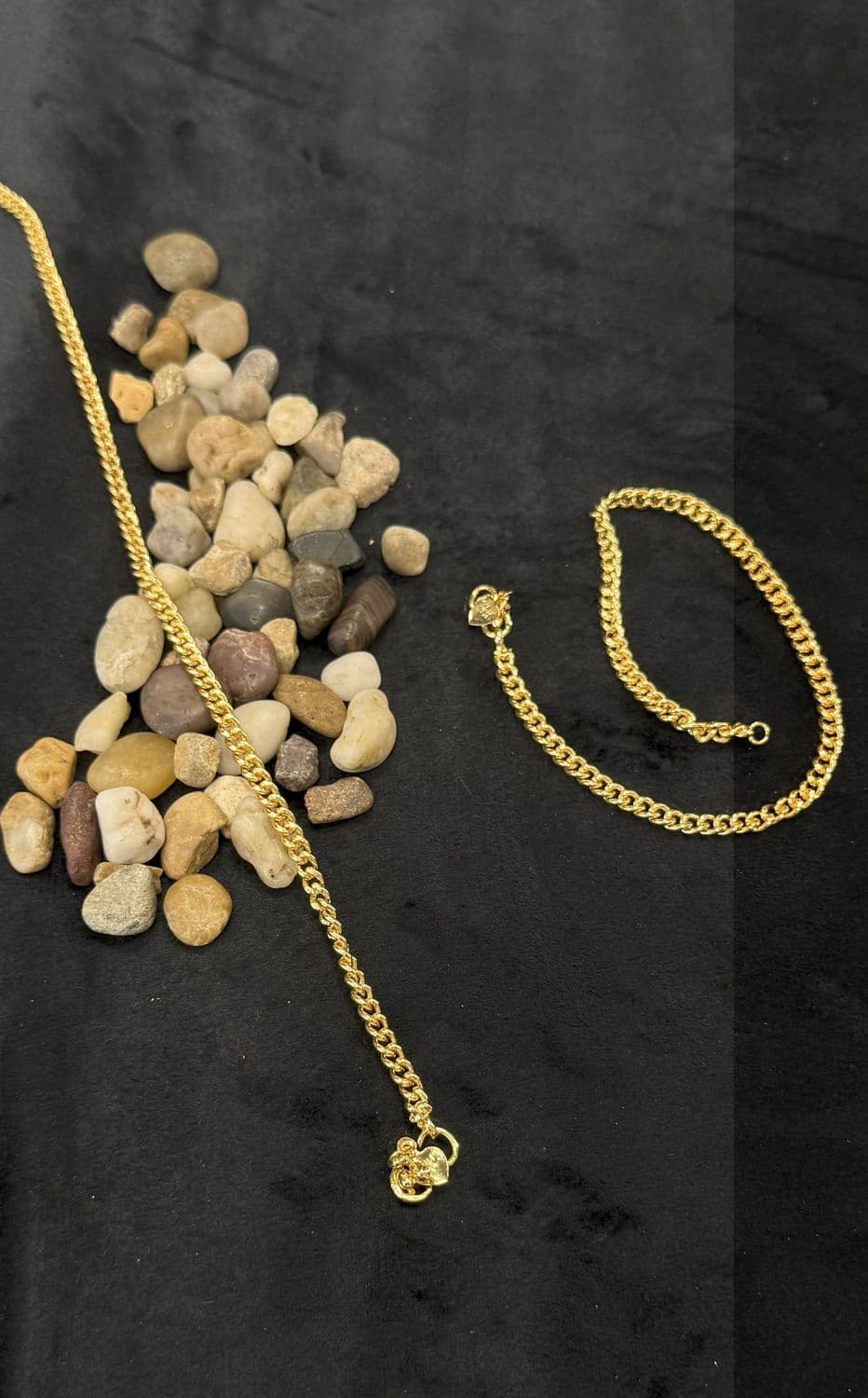 Gold Polish Daily Wear Black Bead Anklets – 10.5 Inches