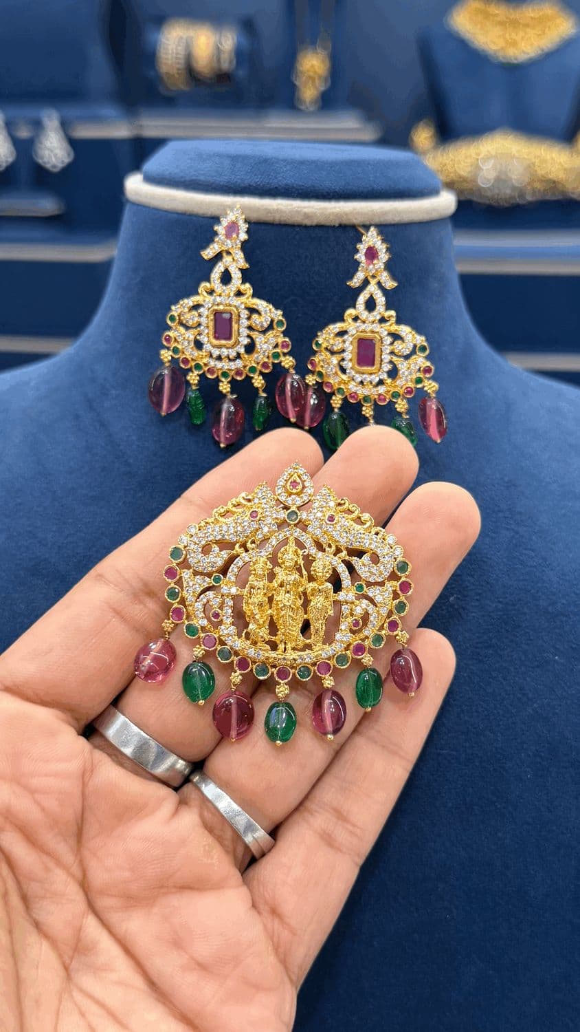 CZ Locket Earings Set