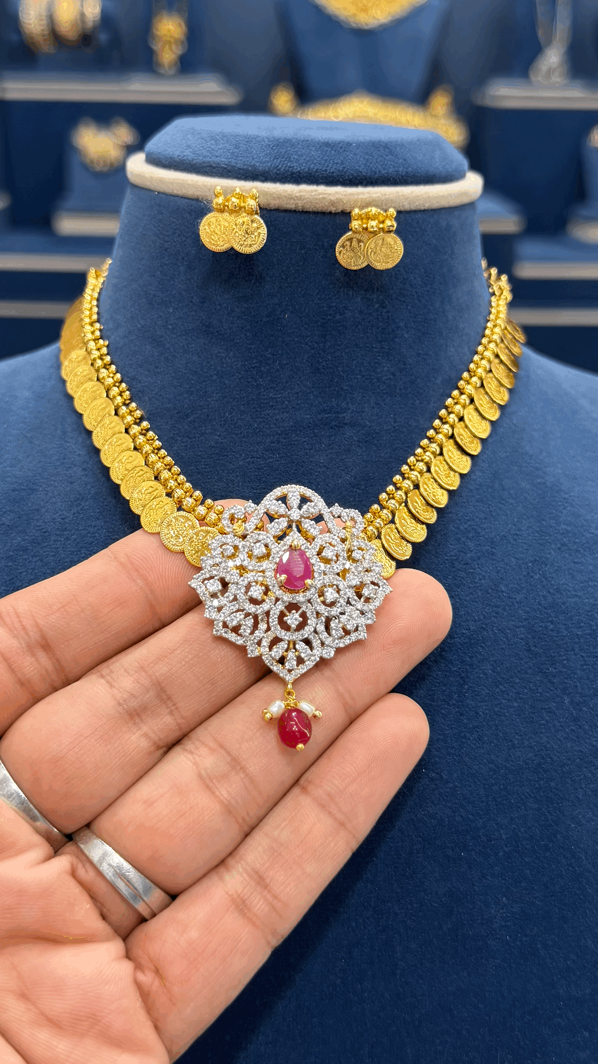 Kasu Necklace with CZ Locket