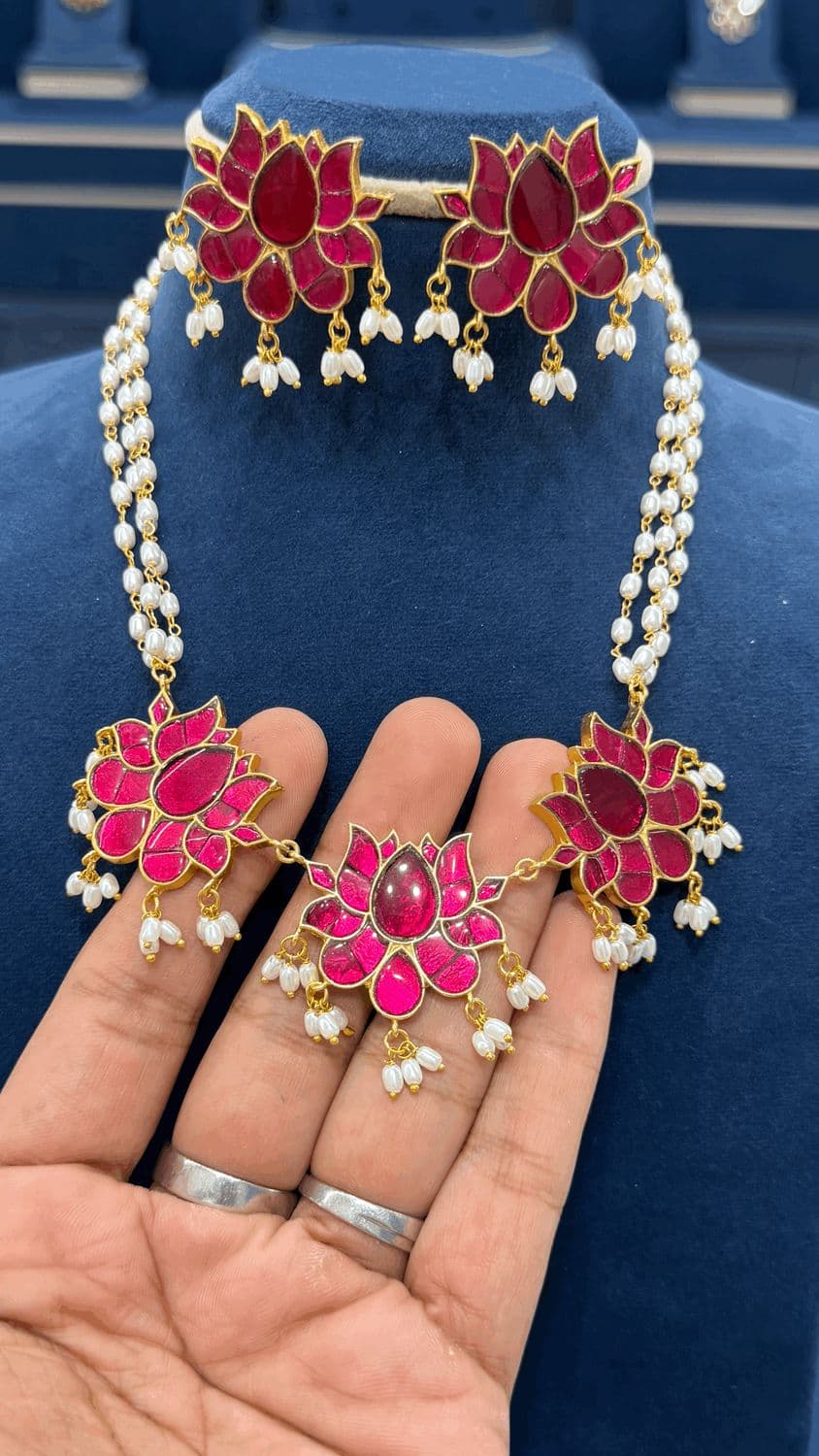 Lotus Jadau Necklace Set
