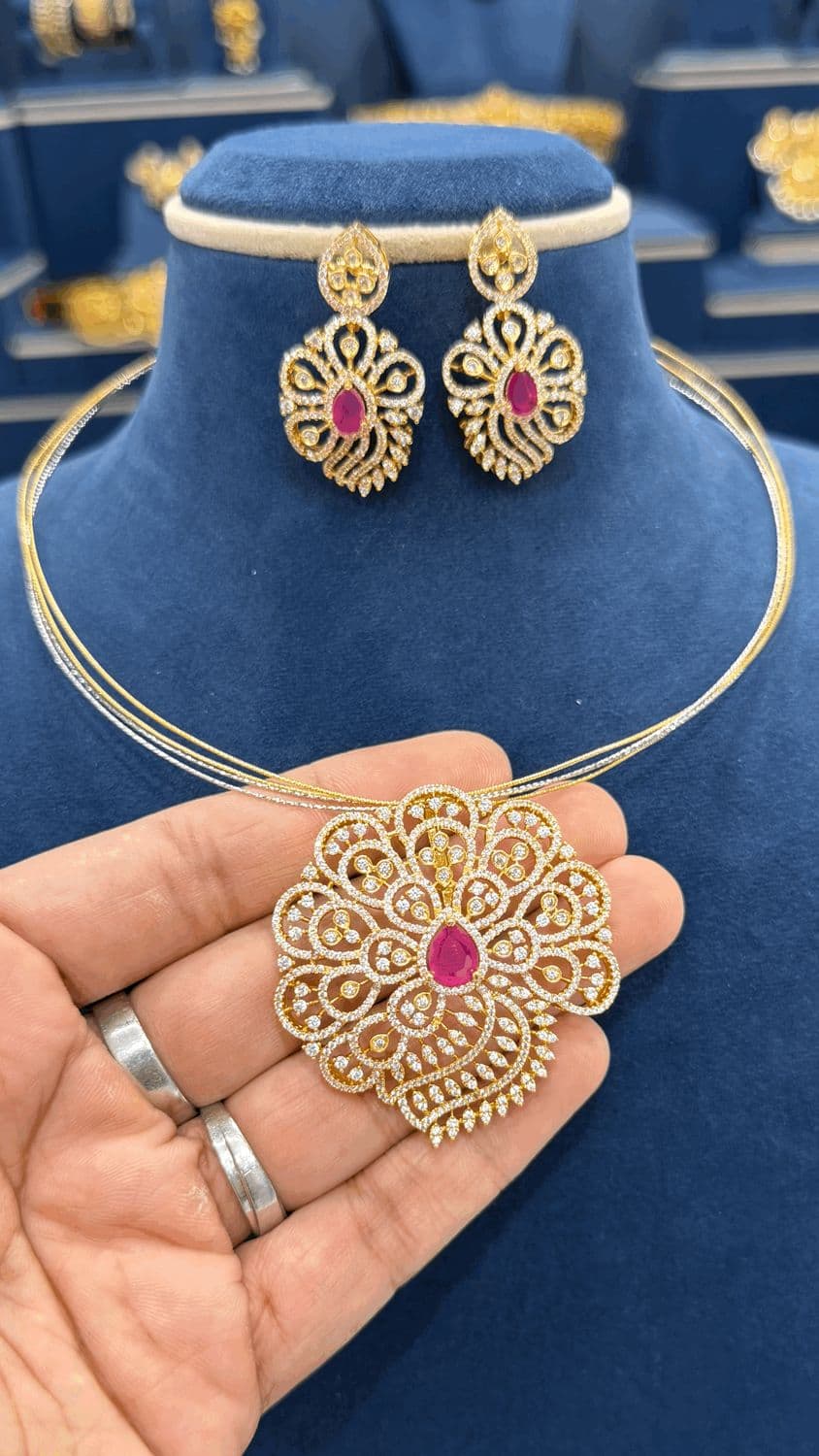 4 Lines Hasli with CZ Locket