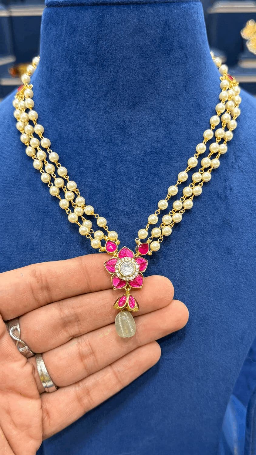 Step Beads Chain with Jadau Locket