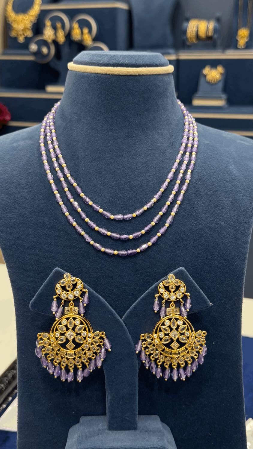 Beads Chain with CZ Drop Earings