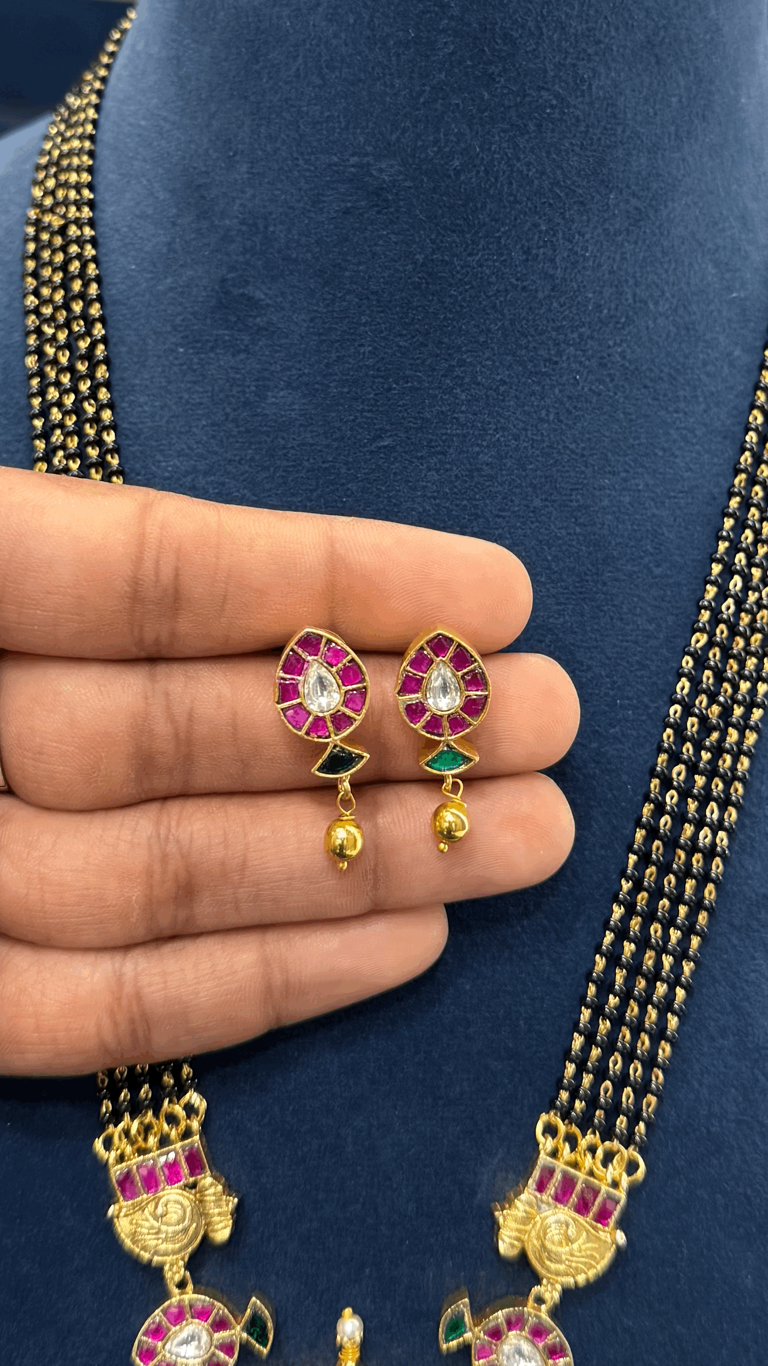 Jadau 5 Lines Blackbeads